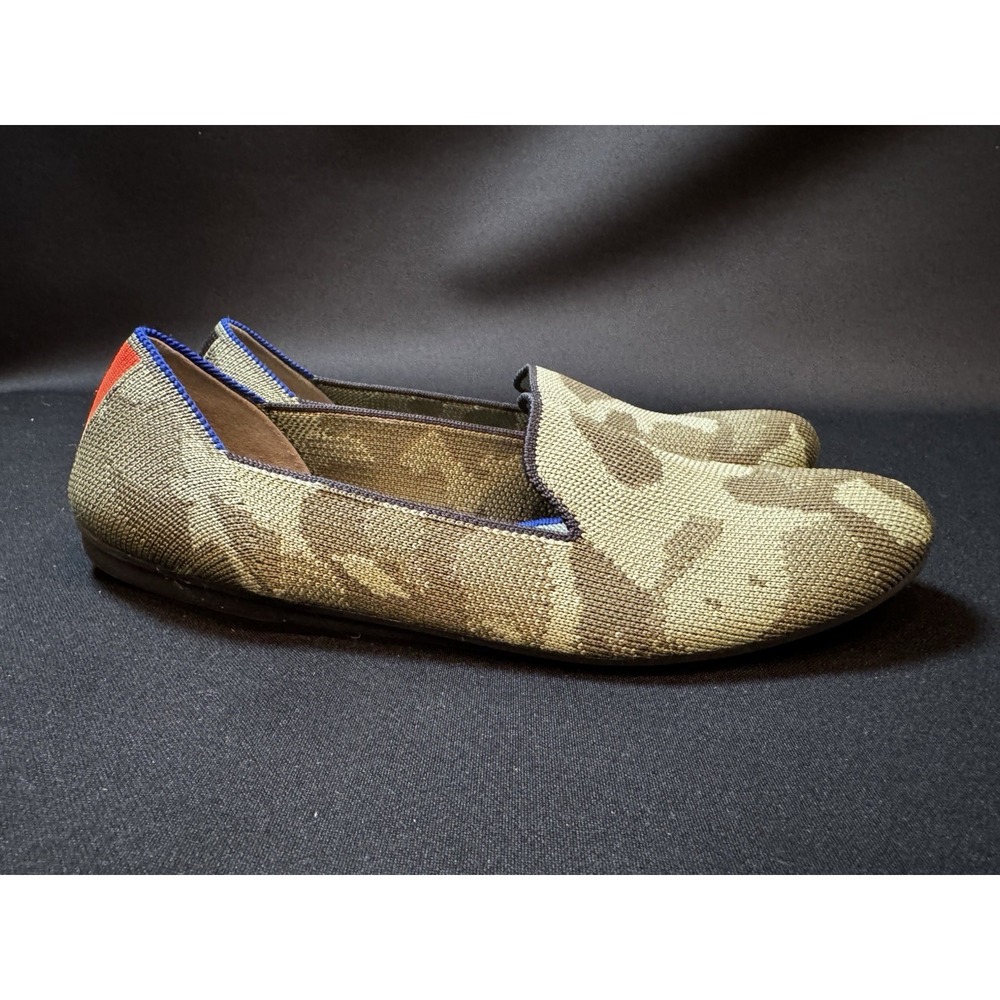 Rothy's The Loafer Womens 7.5 Green Camo Knit Slip On Flats Comfort Shoes